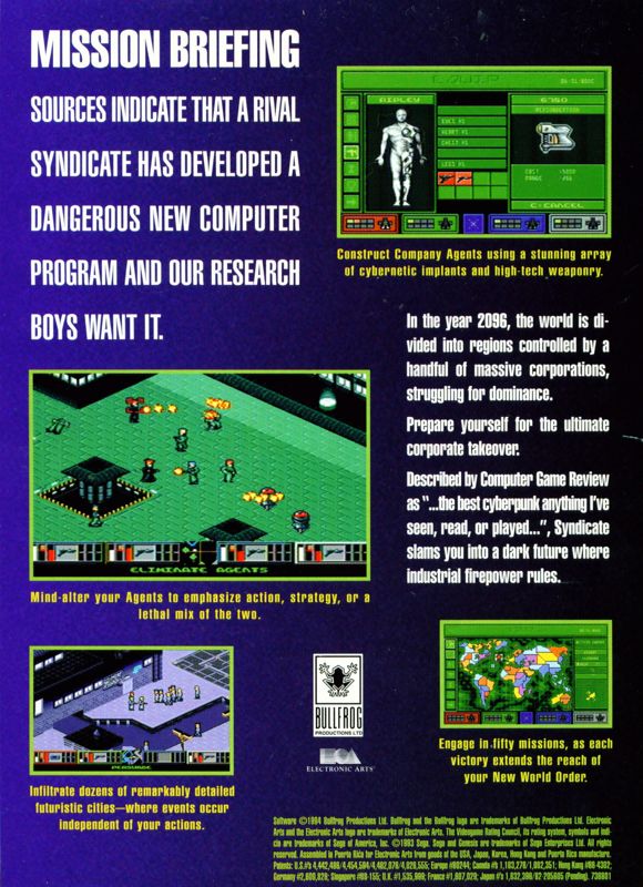 Back Cover for Syndicate (Genesis)