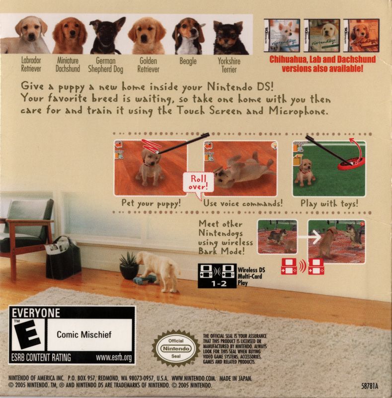 Other for Nintendo DS (Nintendogs: Best Friends) (included game) (Nintendo DS) (Best Friends Version - bundled with Nintendo DS): Sleeve - Back