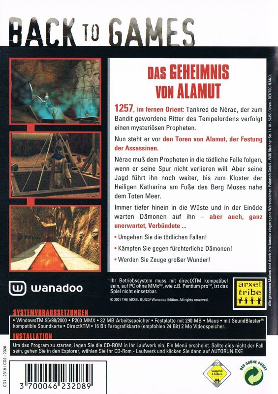 Back Cover for The Secrets of Alamût (Windows) (Back to Games release)