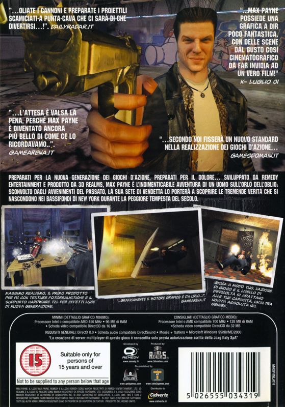 Back Cover for Max Payne (Windows)