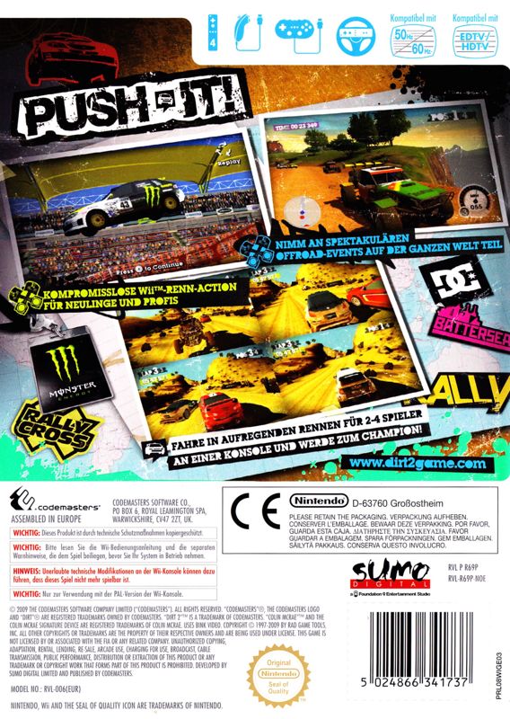Back Cover for DiRT 2 (Wii)