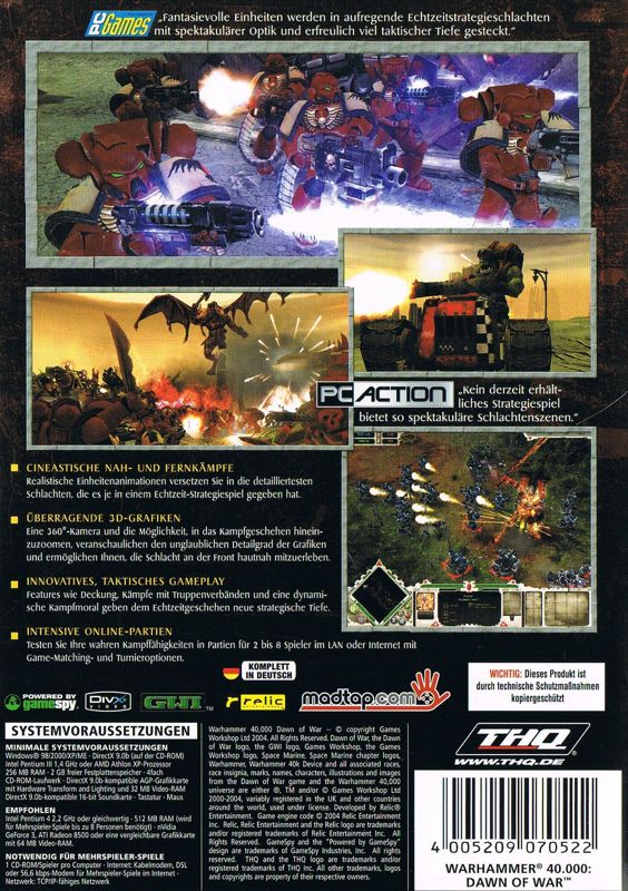 Back Cover for Warhammer 40,000: Dawn of War (Windows) (Re-release)