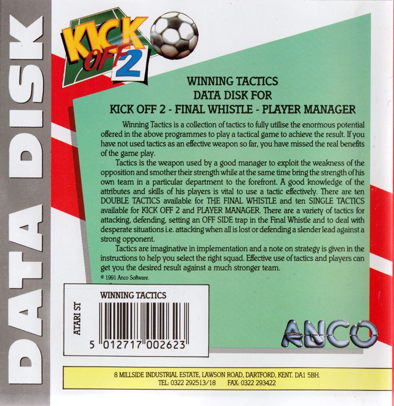 Back Cover for Kick Off 2: Winning Tactics (Atari ST)