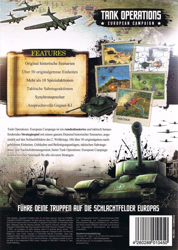 Back Cover for Tank Operations: European Campaign (Windows)