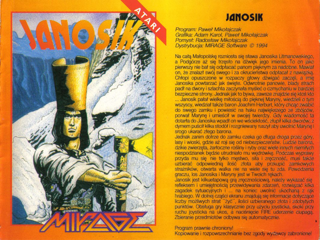 Front Cover for Janosik (Atari 8-bit) (5.25" disk release)