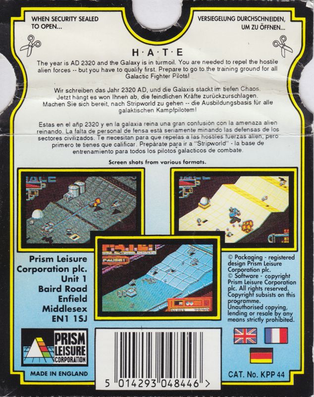 Back Cover for H.A.T.E: Hostile All Terrain Encounter (Atari ST) (The 16 Bit Pocket Power Collection release)
