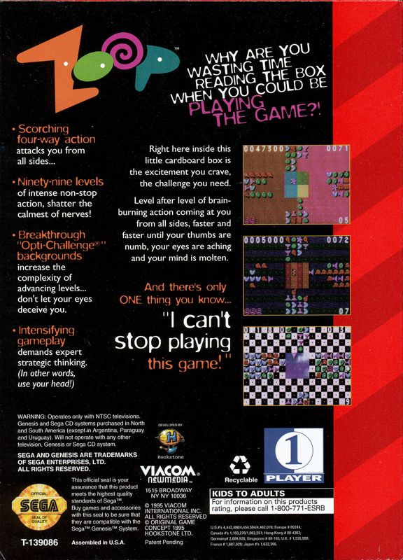 Zoop cover or packaging material MobyGames