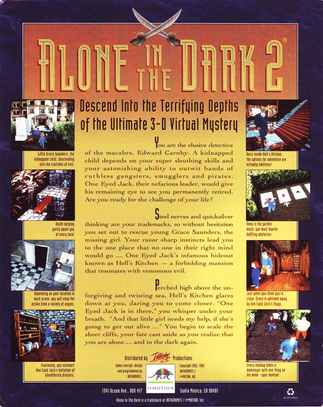 Back Cover for Alone in the Dark 2 (DOS) (Floppy Disk Version)