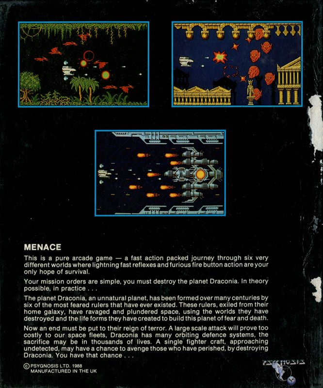 Back Cover for Menace (Amiga)