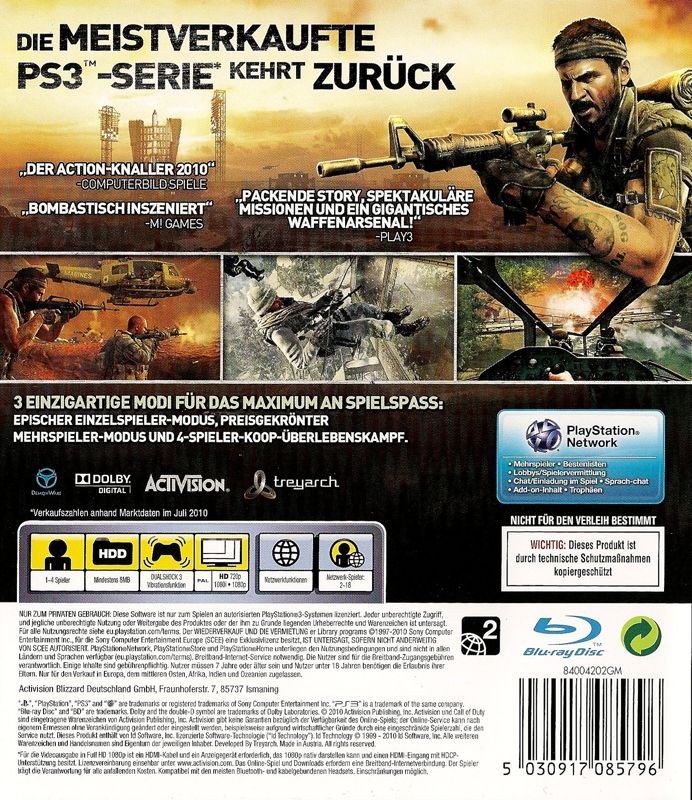 Back Cover for Call of Duty: Black Ops (PlayStation 3)