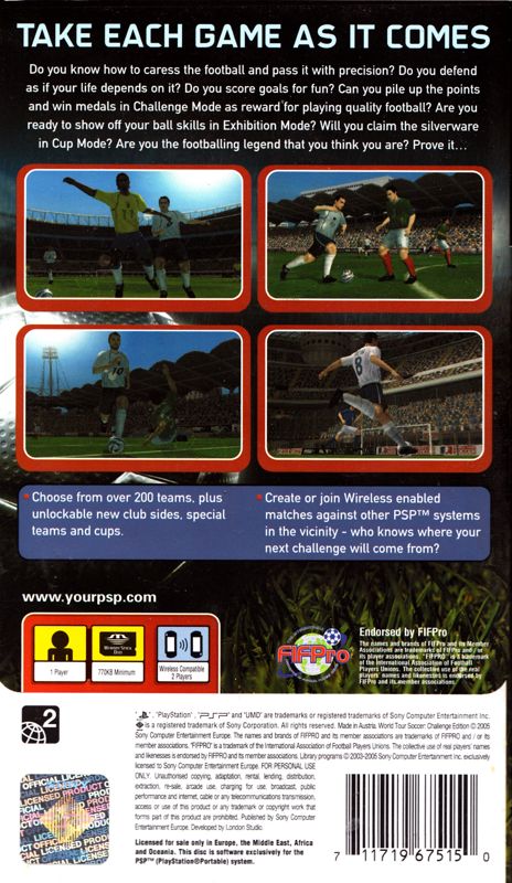 Back Cover for World Tour Soccer (PSP)