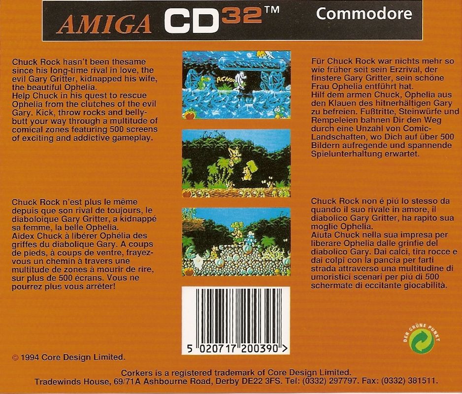 Back Cover for Chuck Rock (Amiga CD32)