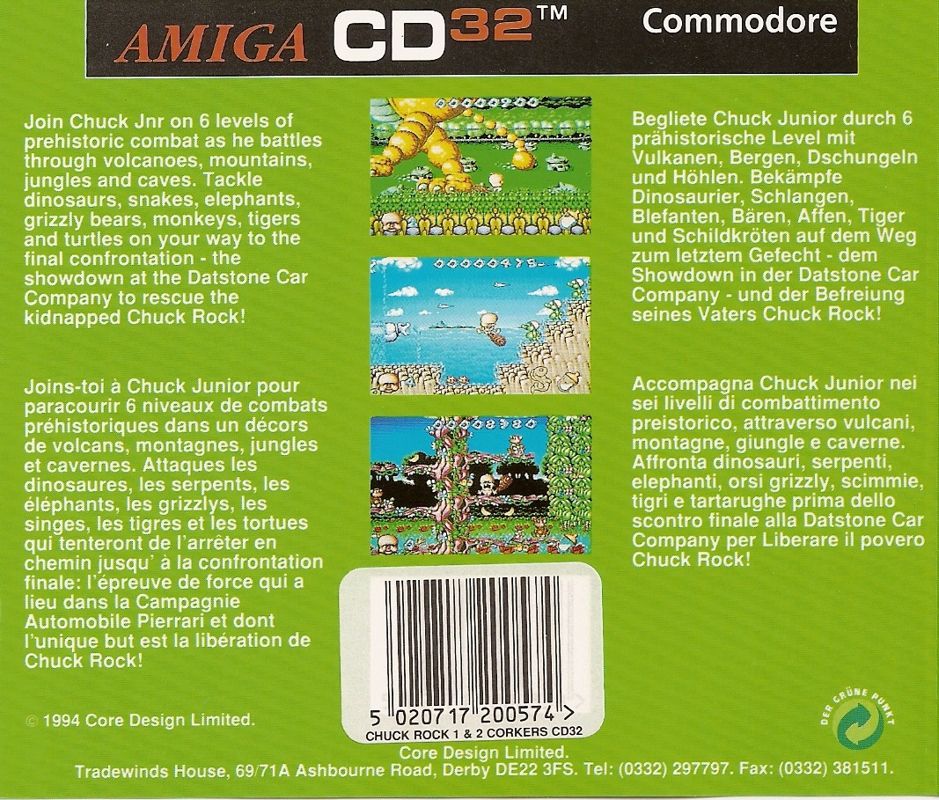 Back Cover for Chuck Rock II: Son of Chuck (Amiga CD32)