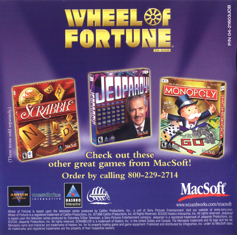 Other for Wheel of Fortune (Macintosh): Jewel Case - Front Reverse