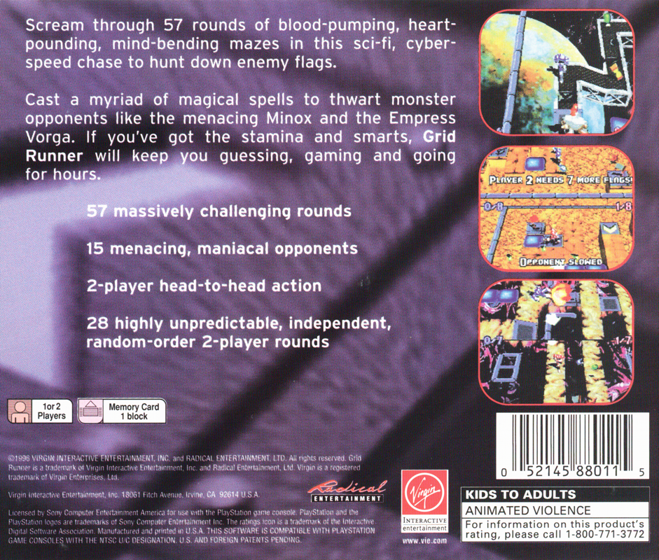 Back Cover for Grid Runner (PlayStation)