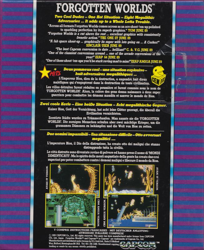 Back Cover for Forgotten Worlds (Atari ST) (Limited Edition)