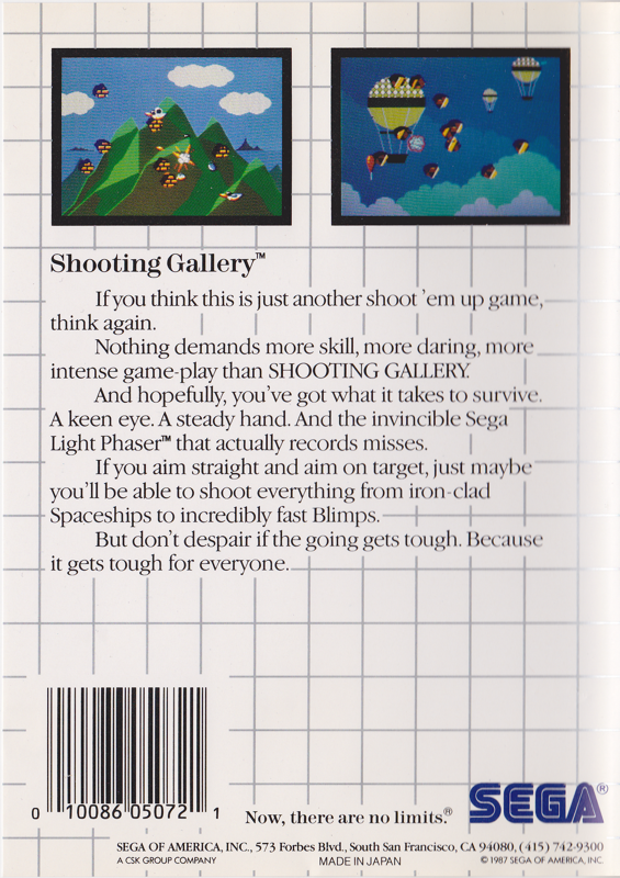 Back Cover for Shooting Gallery (SEGA Master System)