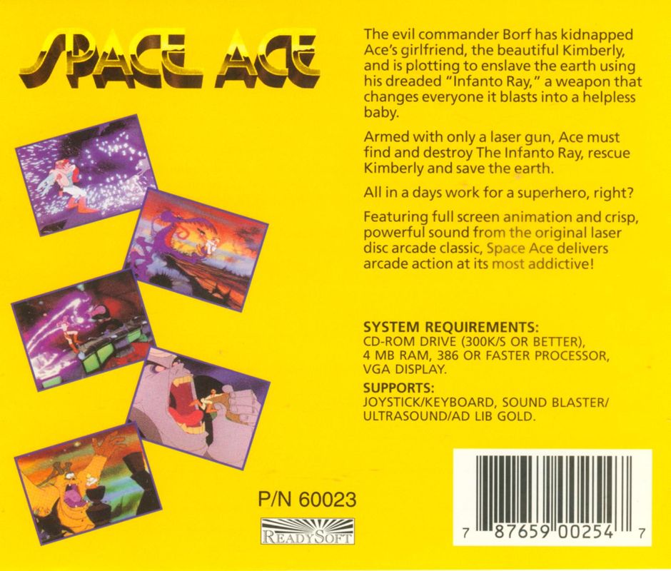 Back Cover for Space Ace (DOS) (ReadySoft release)