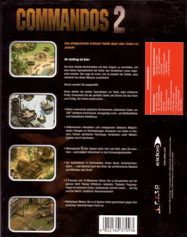 Back Cover for Commandos 2: Men of Courage (Windows) (Classic Edition release)
