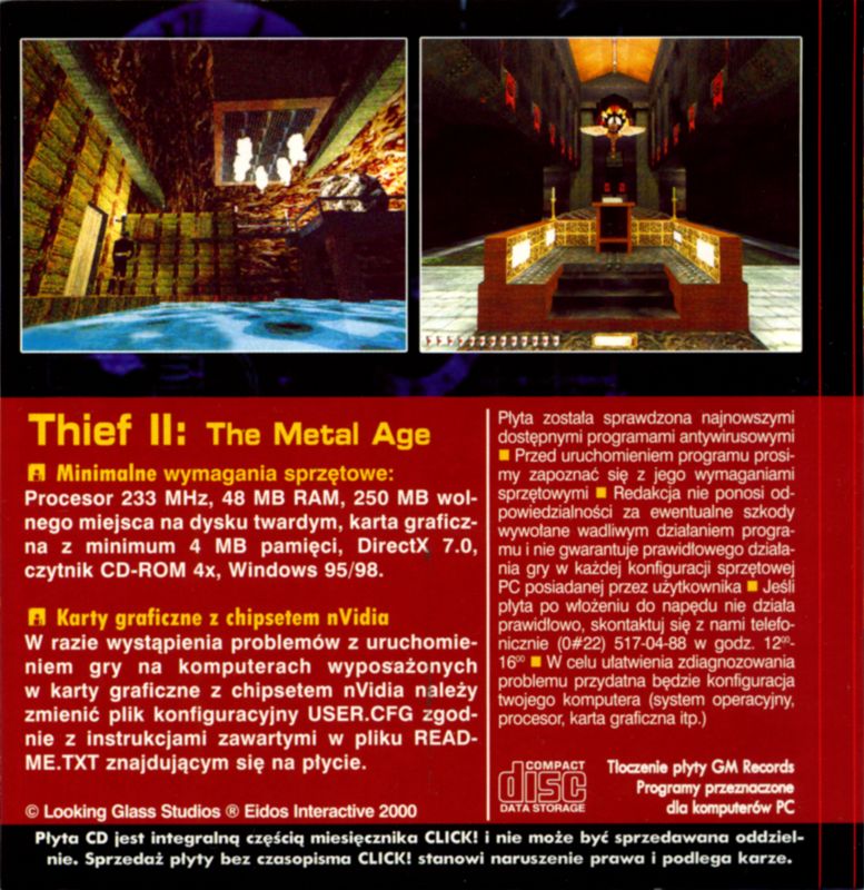 Back Cover for Thief II: The Metal Age (Windows) (Click! 6/2004 covermount): Disc 1
