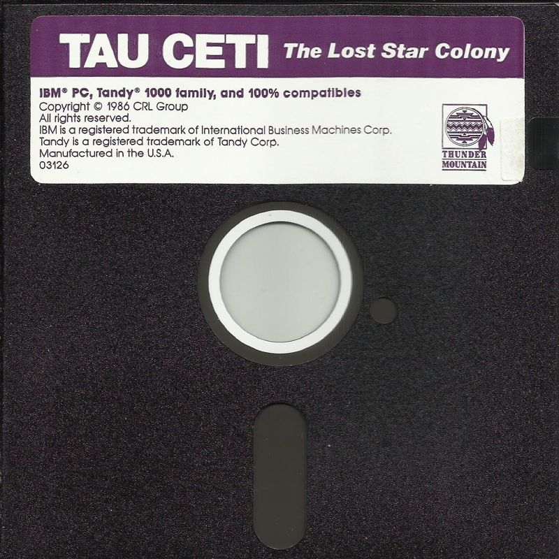 Media for Tau Ceti: The Lost Star Colony (DOS) (5.25" release (1988 Thunder Mountain release))