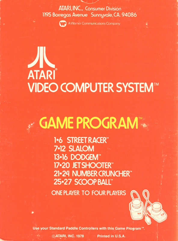 Back Cover for Street Racer (Atari 2600) (Text label release)