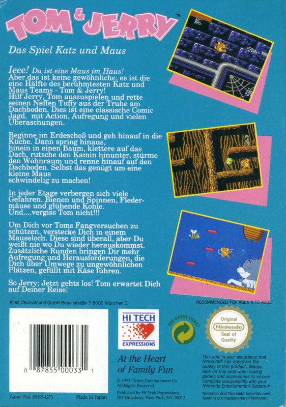 Back Cover for Tom & Jerry (NES)