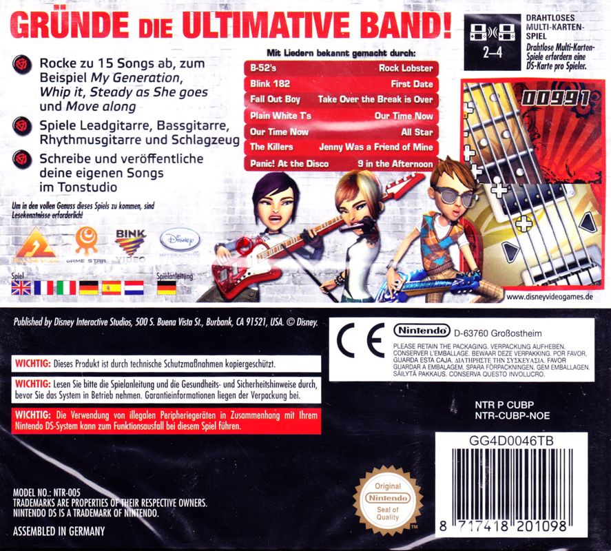 Back Cover for Ultimate Band (Nintendo DS)