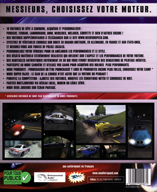 Back Cover for Need for Speed: High Stakes (Windows)