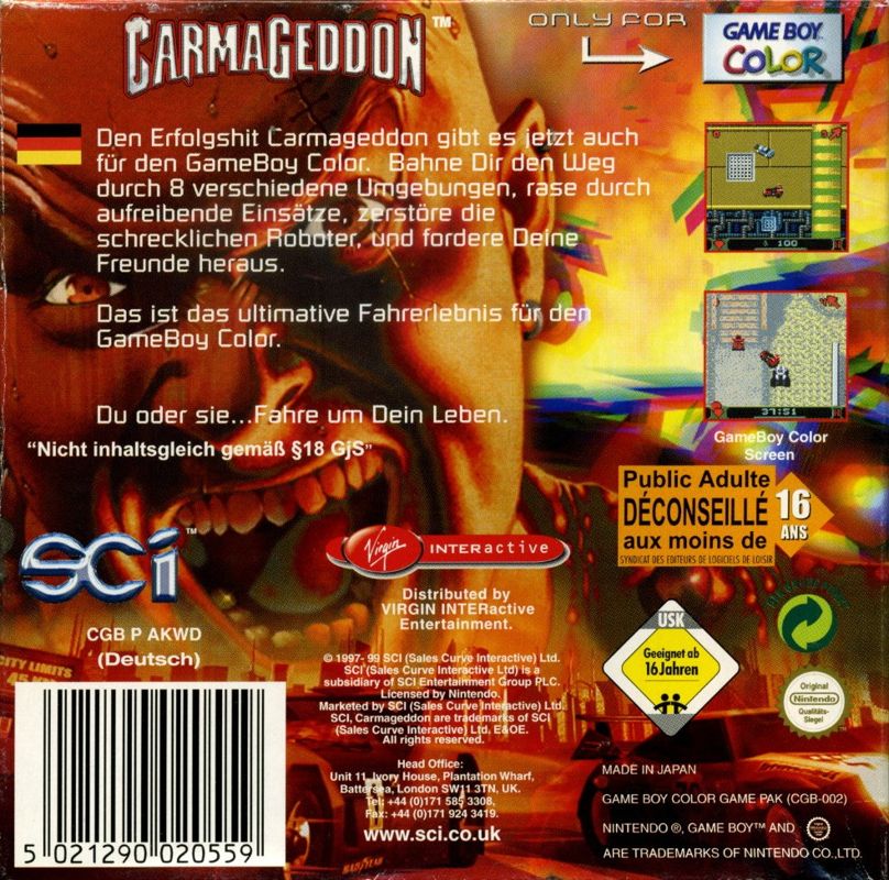 Back Cover for Carmageddon (Game Boy Color)