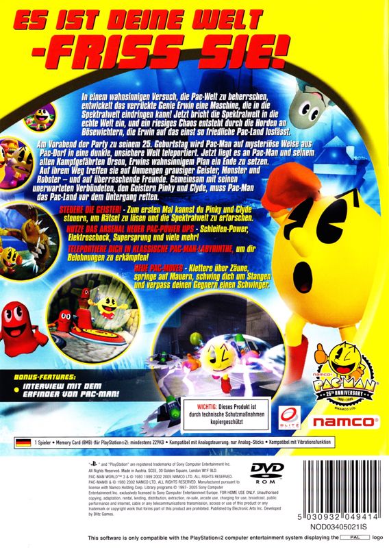 Back Cover for Pac-Man World 3 (PlayStation 2)