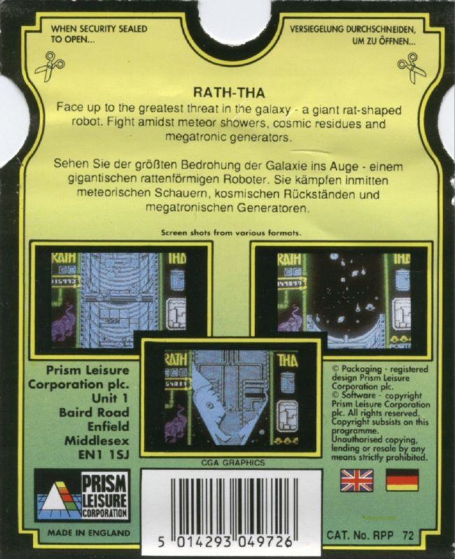 Back Cover for Rath-Tha (DOS) (The 16-bit Pocket Power Collection release)