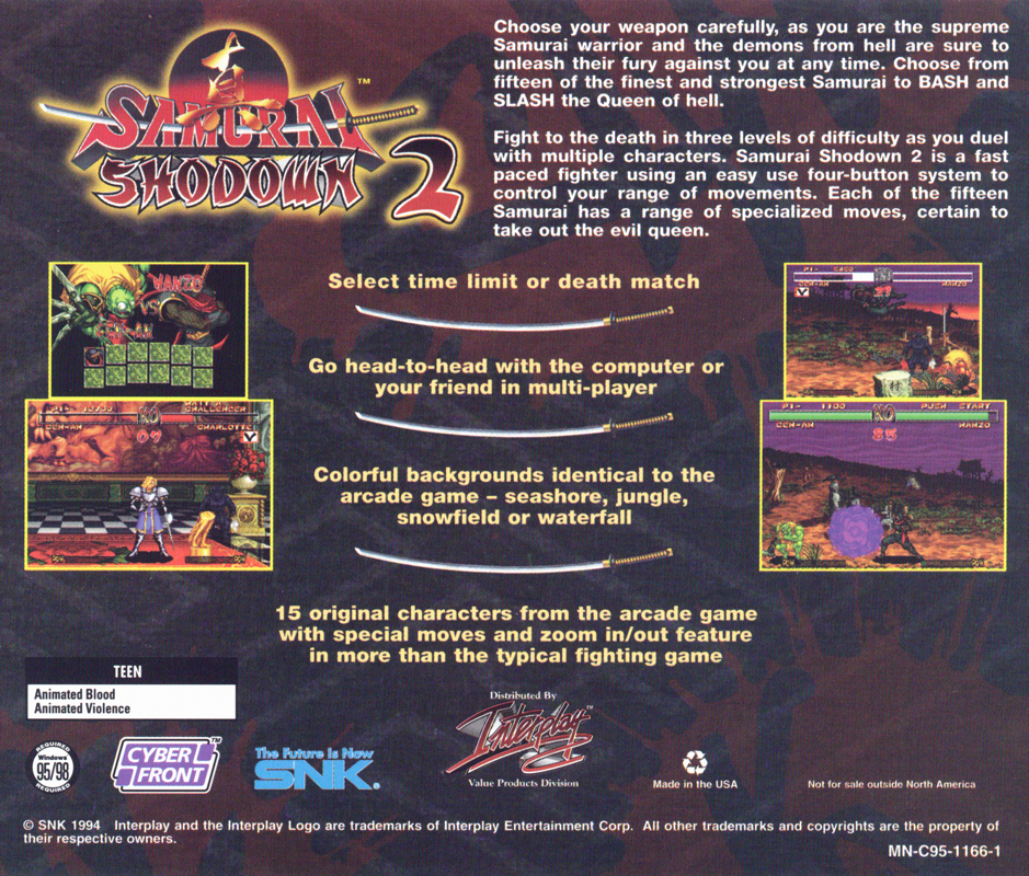 Other for Samurai Shodown II (Windows): Jewel Case - Back