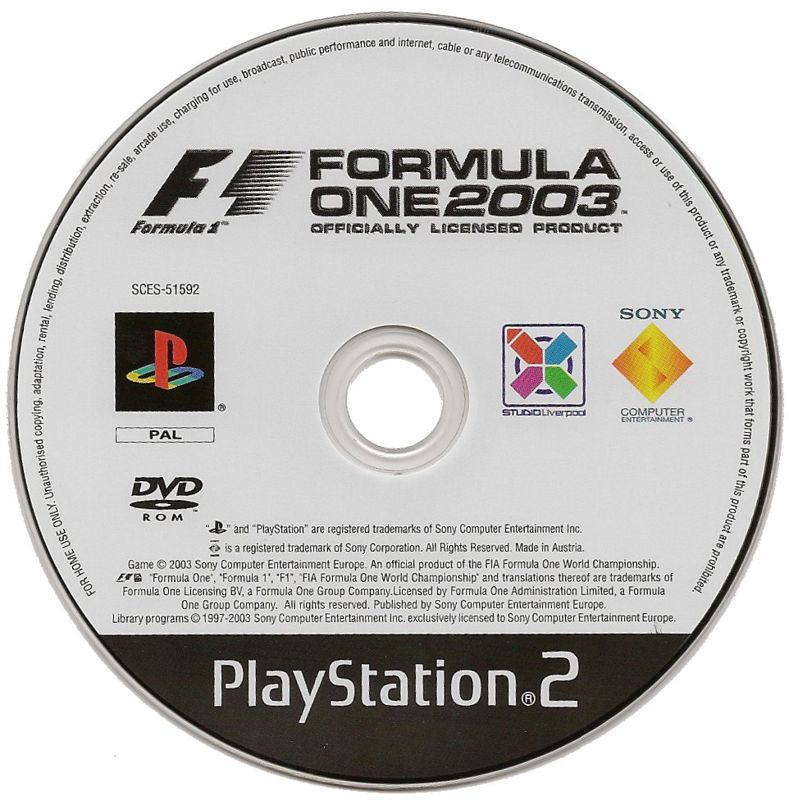 Media for Formula One 2003 (PlayStation 2) (Platinum release)