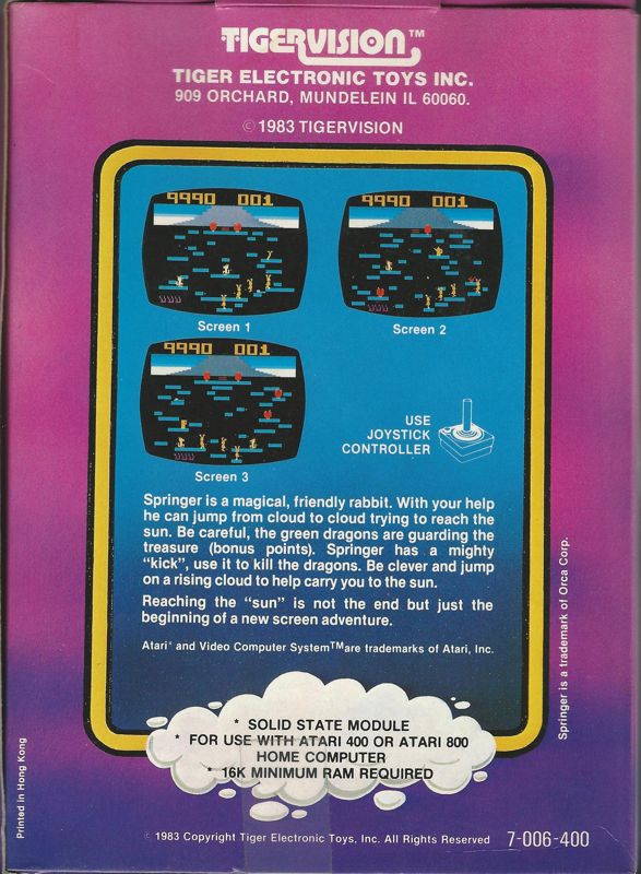 Back Cover for Springer (Atari 8-bit)