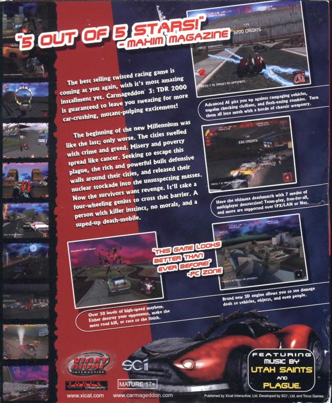 Back Cover for Carmageddon 3: TDR 2000 (Windows)