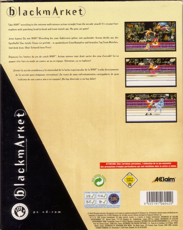 Back Cover for WWF WrestleMania (DOS) (blackmArket release)