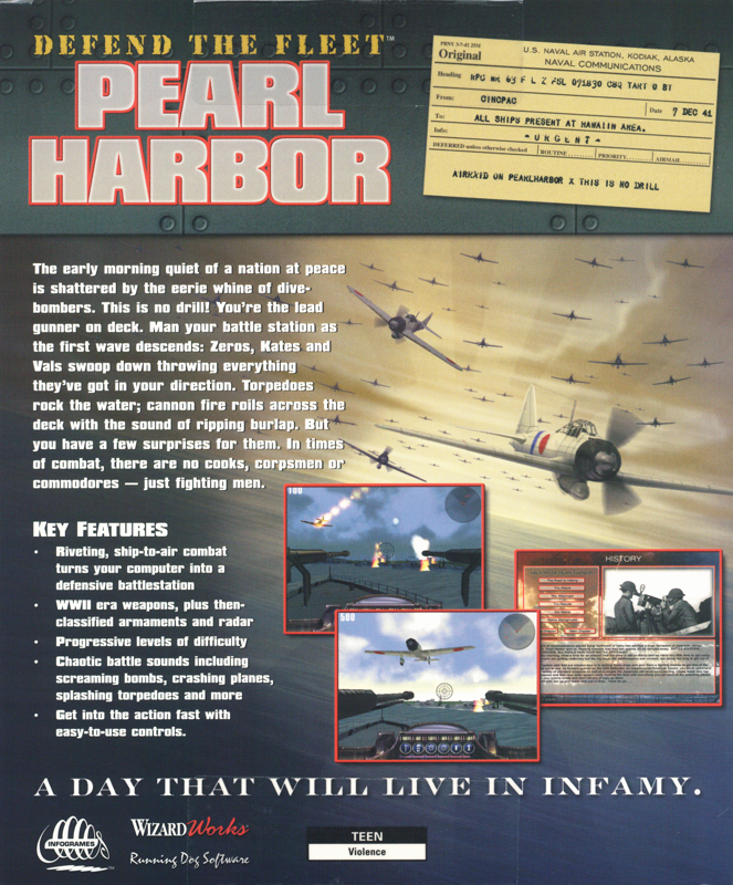 Back Cover for Pearl Harbor: Defend the Fleet (Windows)