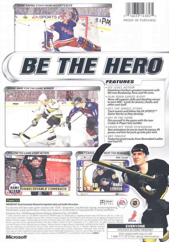 Back Cover for NHL 2002 (Xbox)