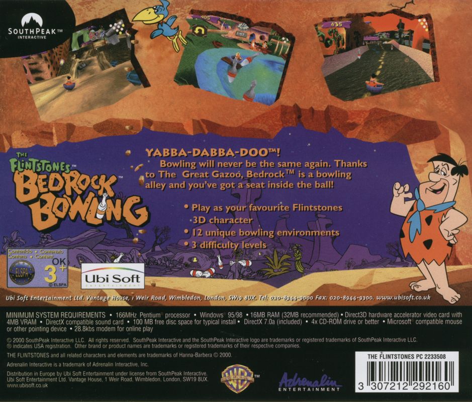 Other for The Flintstones: Bedrock Bowling (Windows): Jewel Case - Back