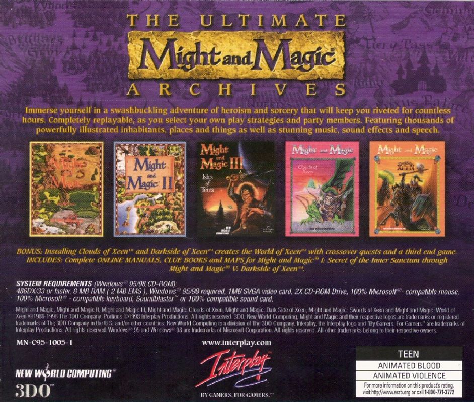 Other for Ultimate Might and Magic Archives (Windows): Jewel Case - Back