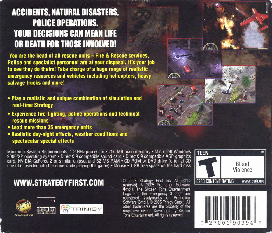 Back Cover for Emergency 3 (Windows) (Budget release)