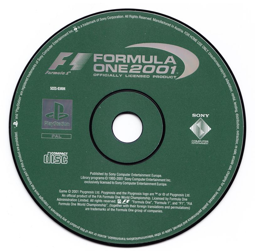 Media for Formula One 2001 (PlayStation)