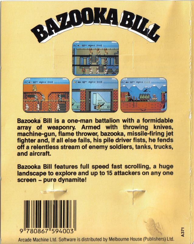 Back Cover for Bazooka Bill (Commodore 64)