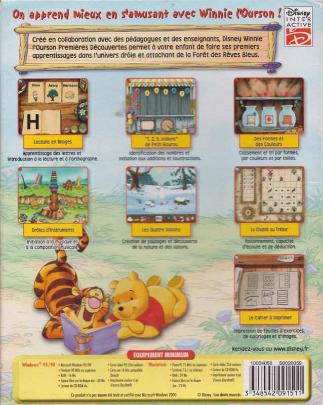 Back Cover for Disney's Winnie the Pooh: Kindergarten (Macintosh and Windows)