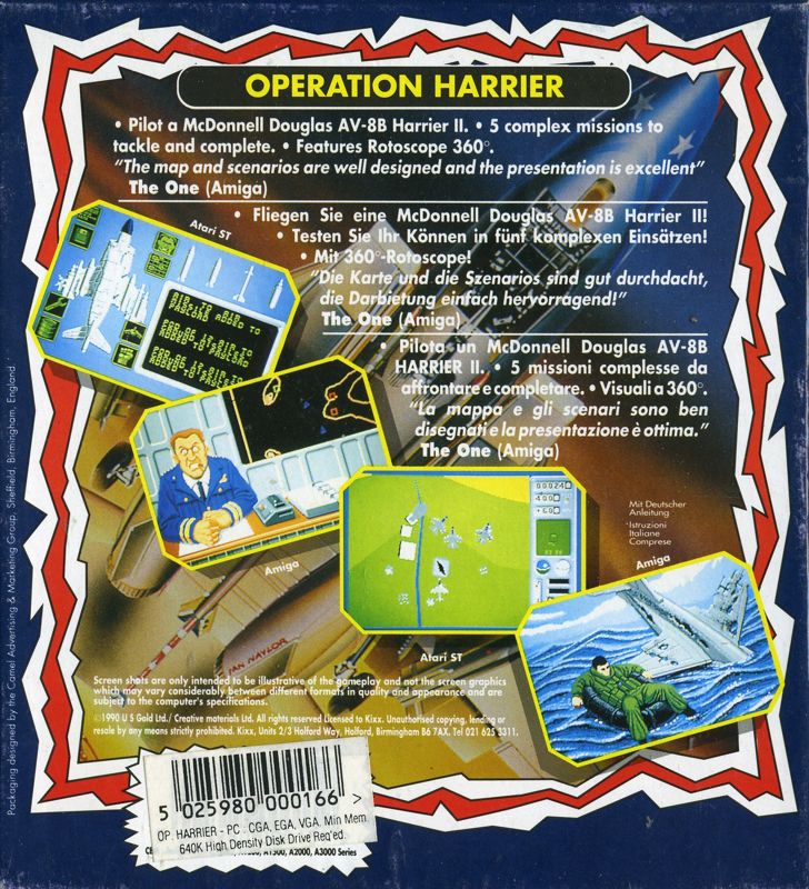 Back Cover for Operation Harrier (DOS) (Kixx release)