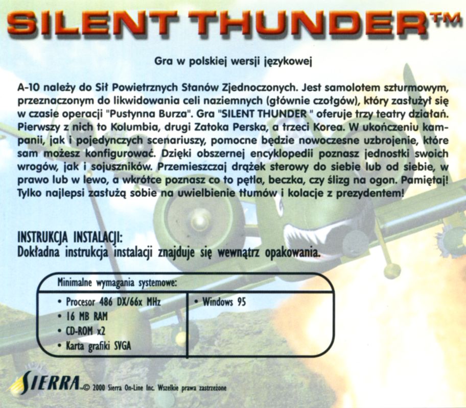 Back Cover for Silent Thunder: A-10 Tank Killer II (Windows)