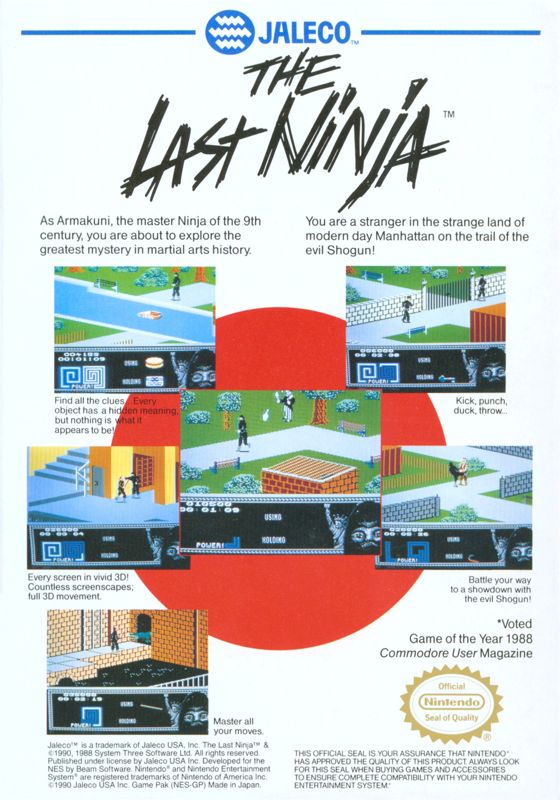 Back Cover for Last Ninja 2: Back with a Vengeance (NES)