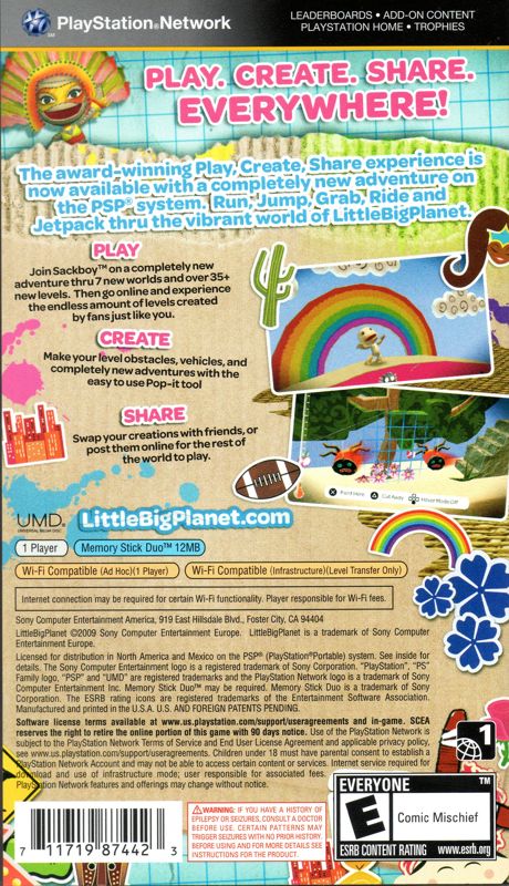 Back Cover for LittleBigPlanet (PSP)