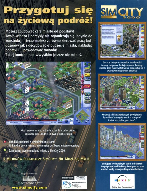 Back Cover for SimCity 3000 (Windows)